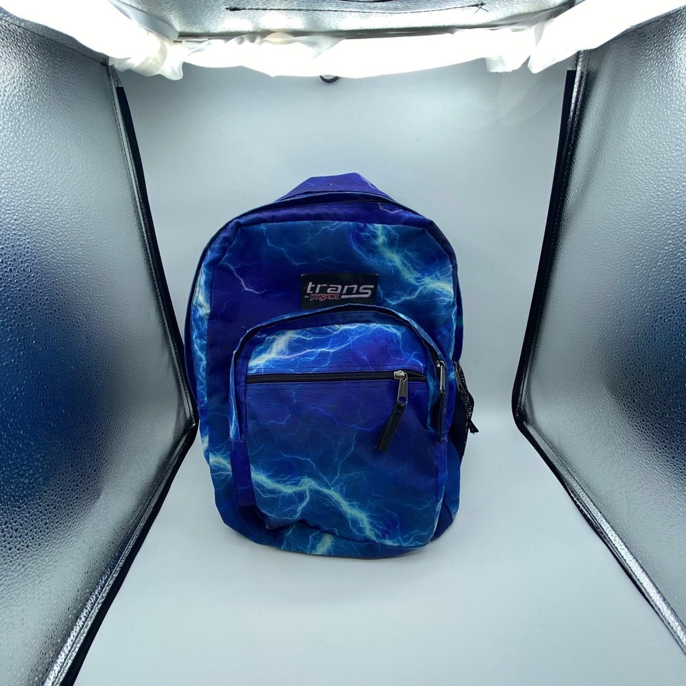 Trans by JanSport Backpack Blue Purple Lightning Bolt‎ JS00TM60 School Y2K Retro